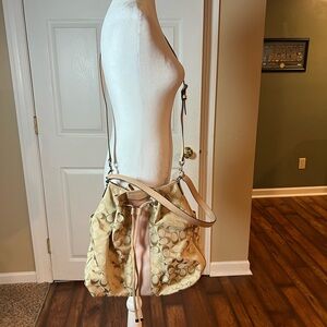 Coach Beige and Cream Canvas Drawstring Shoulder Bag F30581